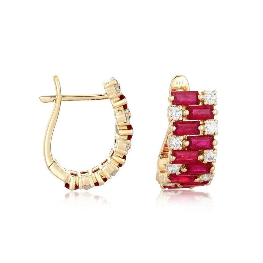 Golden Bliss 14K (or 18k upon request) Yellow Gold Gemstone Huggies Earrings